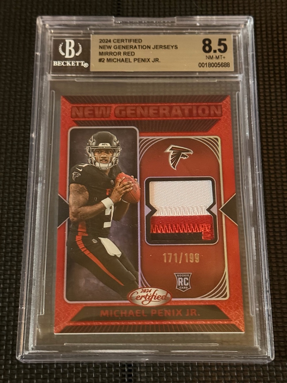 2024 Panini Certified Michael Penix Jr Mirror Red Rookie Patch 171/199 BGS 8.5